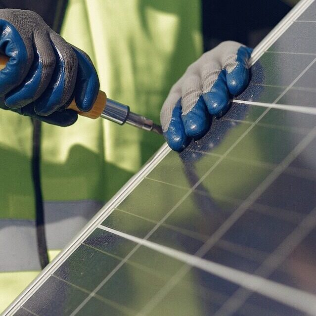 solar panel, installation, worker